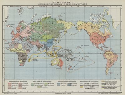 Carte de la distribution mondiale des langues et des groupes linguistiques - German School